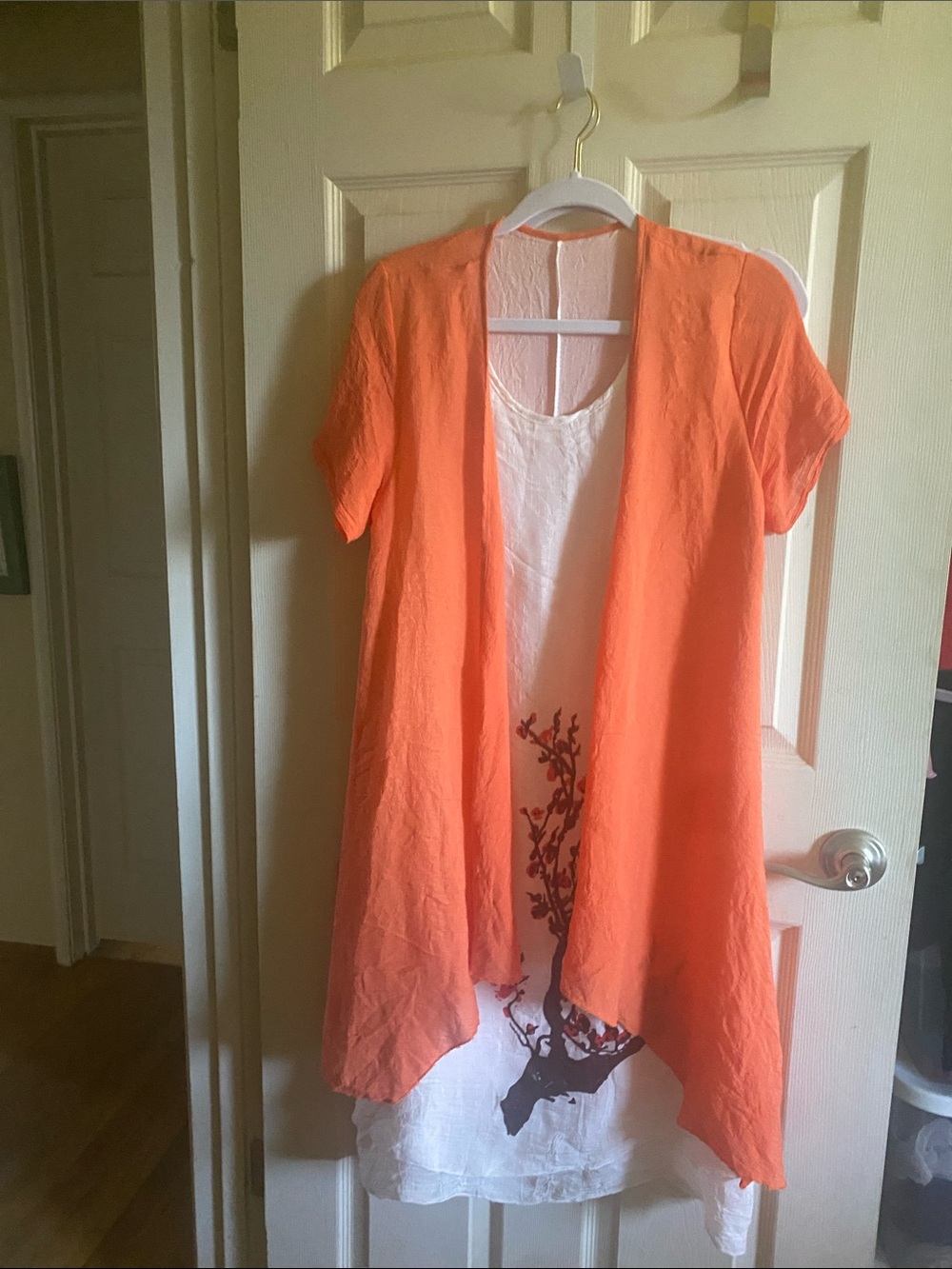 Bright Orange Open Front Dress Layer